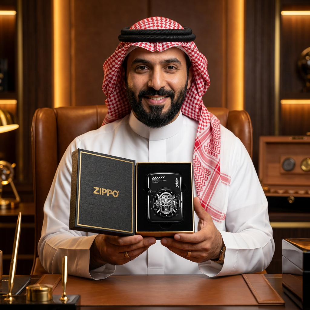 عميل يفتح علبة هدية Zippo الذكية