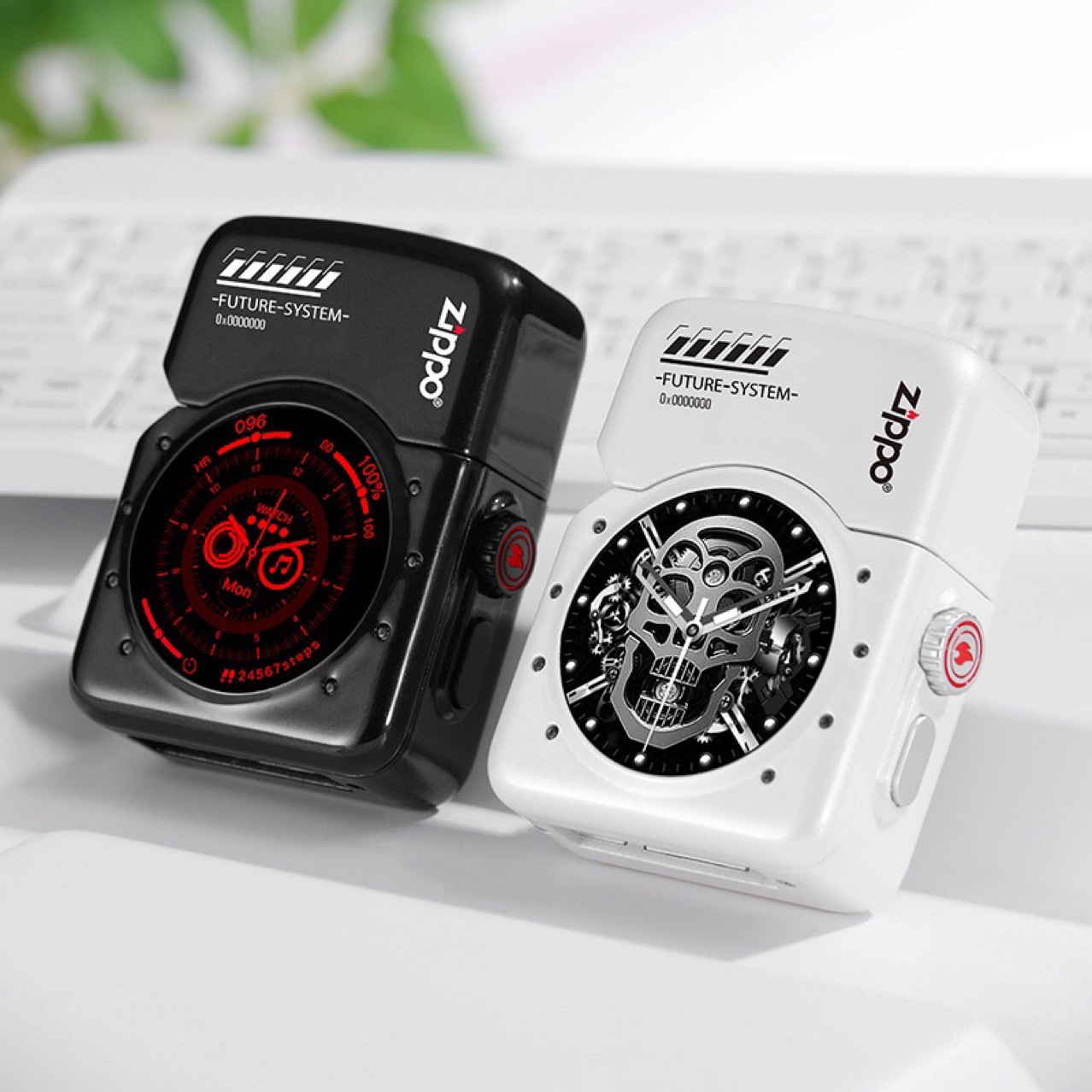 ولاعة Zippo الذكية على خلفية داكنة